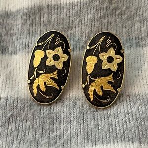 Cloisonné clip-on earrings.